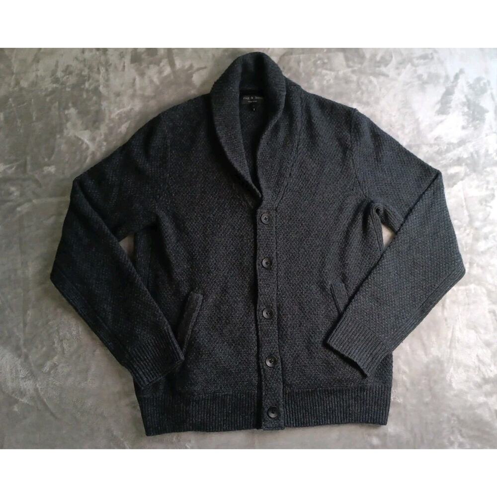 Rag And Bone Cardigan Button Up Sweater Mens Medium Gray